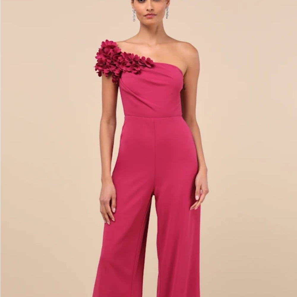 Pink One-Shoulder Jumpsuit